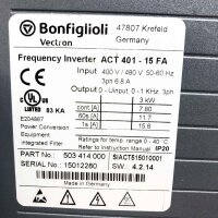 Bonfiglioli Vectron 3kw, ACT 401-15 FA, 503414000 400V/480V, 50-60Hz, 3ph, 6.8A Frequency Inverter
