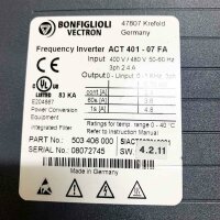 Bonfiglioli Vectron 0.75kW, ACT 401-07 FA 0-1KHz, 3ph Frequenzumrichter