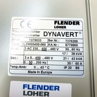 FLENDER LOHER DYNAVERT 42kVA, 2L2W05400-060 3 AC 230...400...460 V, 50...60Hz, 17/38kVA Frequenzumrivhter