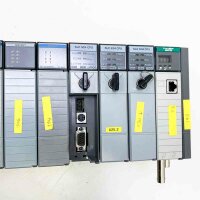 Allen Bradley SLC 500, 1746-P2, SERIES-C + 4x INPUT SC-SINK (IN 15) + INPUT DC-SINK (IN 7) + 2x OUTPUT 1 AMP DC-SOURCE (OUT 15) + OUTPUT DC-SOURCE 2 amp (OUT 7) + OUTPUT TR/AC (OUT 7) + 3X SLC 5/04 CPU + ControlNET ADAPTER