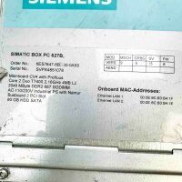 Siemens SIMATIC BOX PC 627B, 6ES7647-6BA30-0AX0 Mainboard CV4 with Profibus, Core 2 Duo T7400 2, 16GHz 4MB L2, 2048 MByte DDR2 667 SODIMM, AC 110/230V Industrial PS with Narnur, Busboard 2 PCI Slot, 80 GB HDD SATA SPS-Prozessor