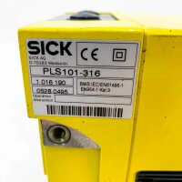 SICK PLS101-316, 1 016 190 Pmax: 30W, resolution 70mm in 4m, max. safeguarded range 6.5m, max. field of view 180°, max. response time adjustable min. 80ms Laserscanner