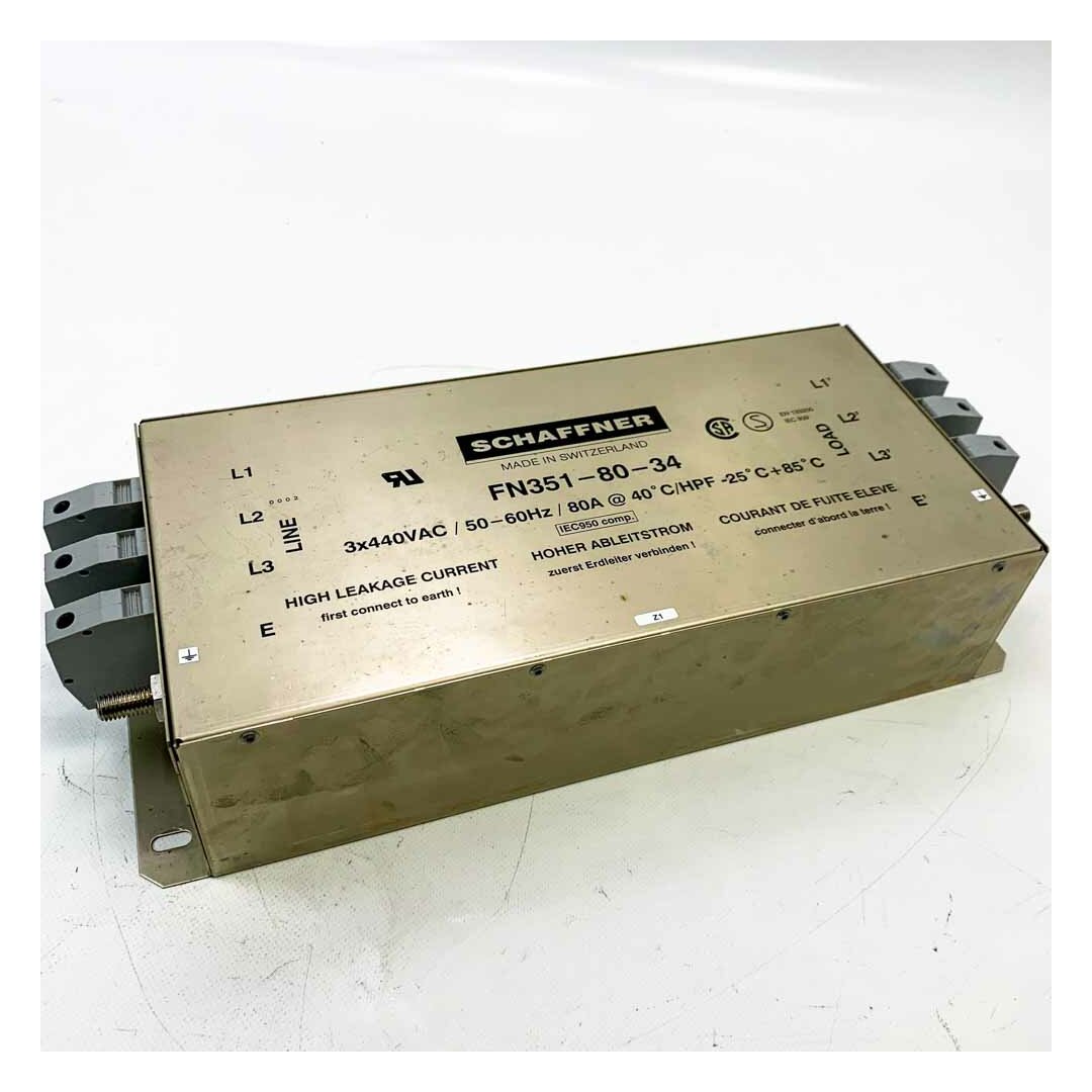 SCHAFFNER FN351-80-34 3x440VAC / 50-60Hz / 80A @ 40°C/HPF -25°C + 85°C Filter