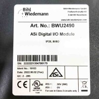 BIEHL+WIEDEMANN BWU2490, ASi Digital I/O Module, IP20,8I/8O 30V, 9W Sicherheitmodul