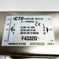 ETE CORCOM 9-1609096, F4332D 520VAC, 25AMP, 50-60Hz EMI Filter