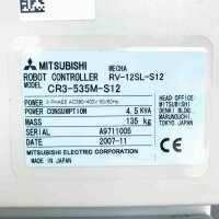 MITSUBISHI ROBOT CONTROLLER + MELFA CR3-535M-S12 (MR-CR55, MR3-V34-101001, MR3-V34-070202, R622CPU-C) + CR3-TR52 (AQ711005, B00013841) 4.5KVA Industrie Roboter + Schaltschrank