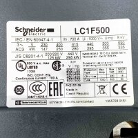 Schneider Electric LC1F500, IEC / EN 60947-4-1 700A, Ui: 1000V, Uimp: 8 kV, 440V, 295 kW Leistungsschütz