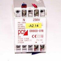 PCS EN60950 Leistungsmesser 230V 50-60Hz , 17vdc 4.25w