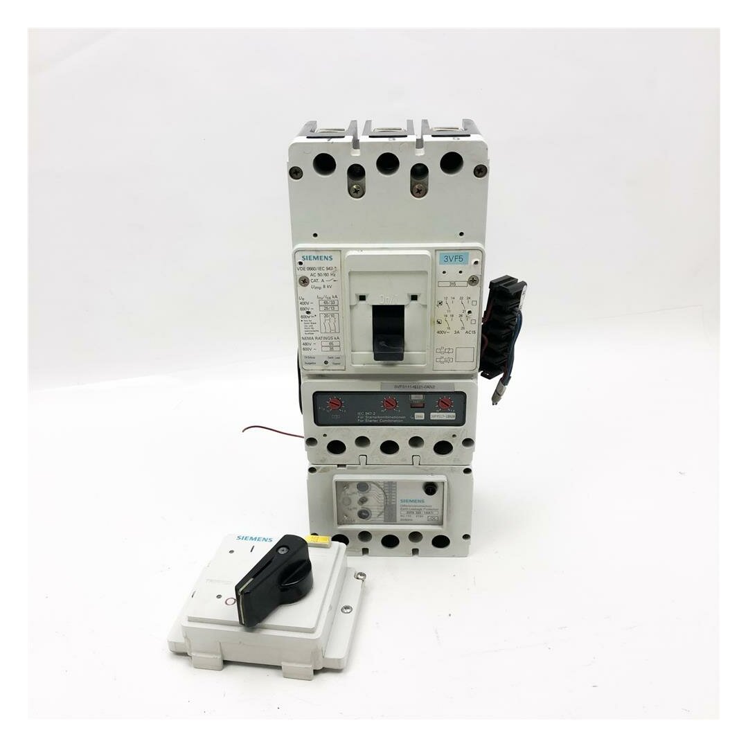 Siemens 200 A, 3VF5, 3VF5111-6BH21-OAN2 + 3VF9 525-1AA11 65/33 (400V ~) 50/60 Hz Leistungsschalter